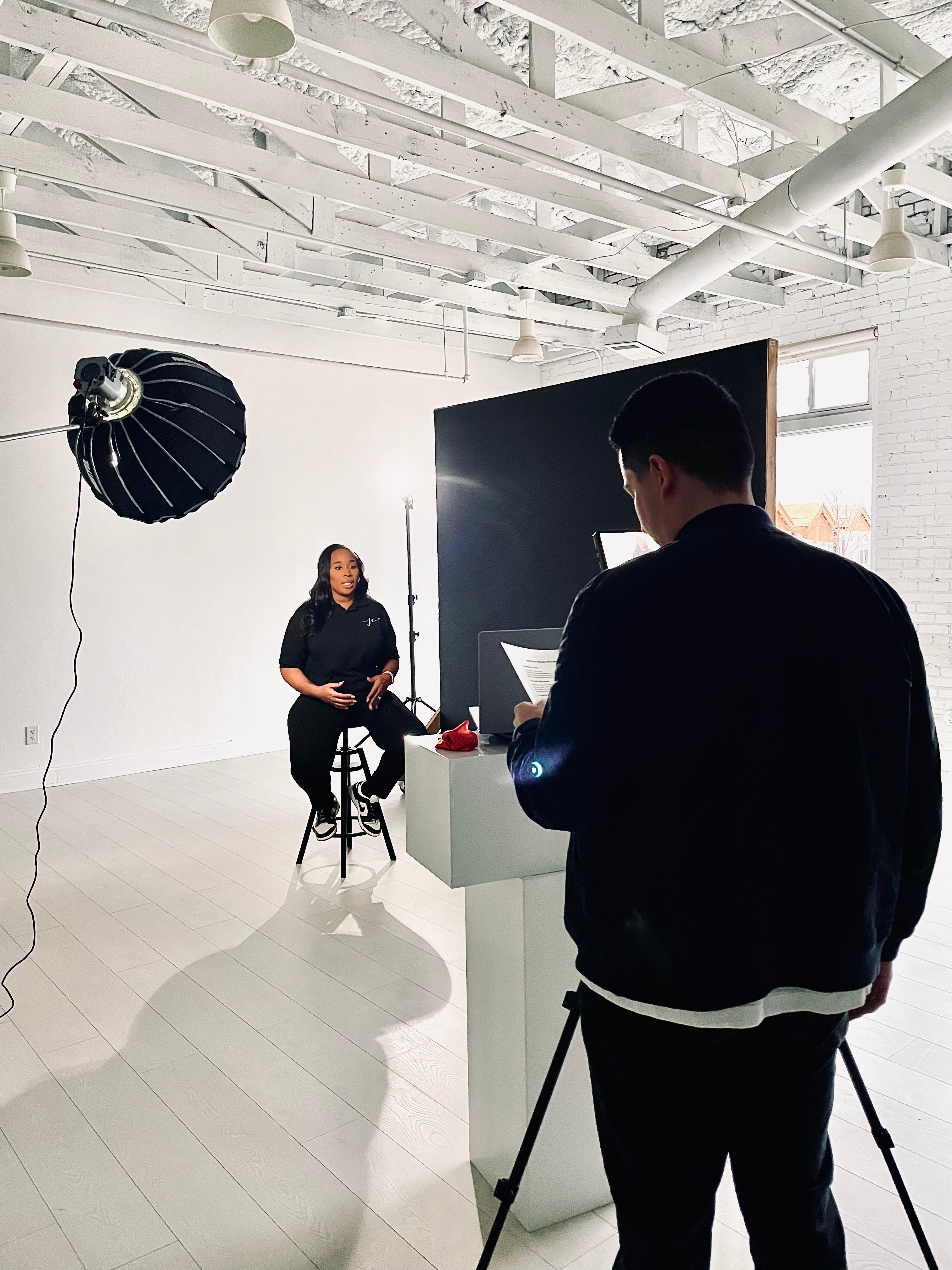 Behind the scenes video production setup